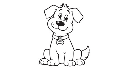 Cute Animal Dog Outline for Colouring Book