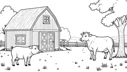 Farming Outline for Colouring Book