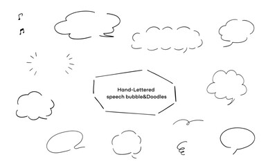 手書きの吹き出し＆あしらいセット1｜Hand-Lettered Speech Bubble & Doodles,♪