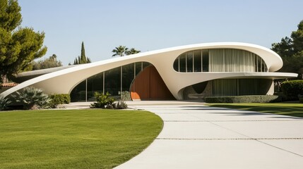 The iconic futuristic architecture of the Kaufmann House, Palm Springs