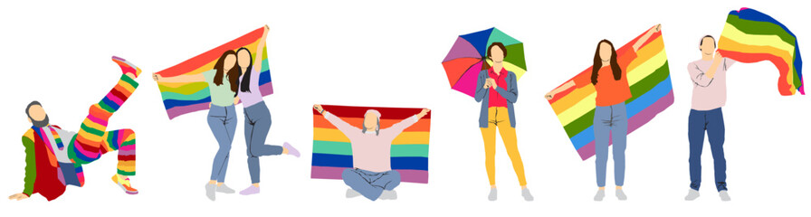 lgbt people full length flat concept of pride