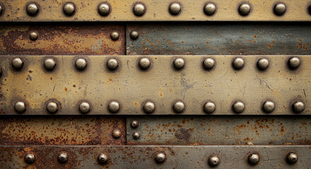 Fototapeta premium Rusty Metal Texture with Rivets: Industrial Background