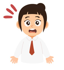 Cartoon Character of Surprised Schoolgirl