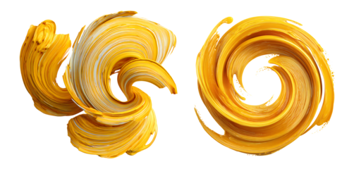 Abstract swirling yellow paint textures