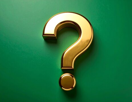 Gold question mark on green