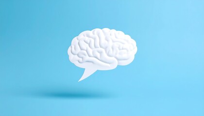 Brainpower: A 3D Render of a Brain-Shaped Speech Bubble