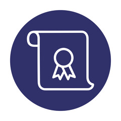Certificate outline within a circle. Icon symbol illustration