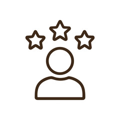 Person assessed with three shining stars. Icon symbol illustration