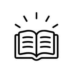 Radiant book of knowledge unfolds. Icon symbol illustration