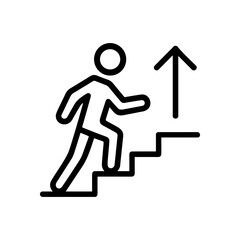 Stick Figure Climbing Towards Success. Icon symbol illustration