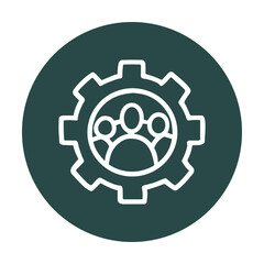 Teamwork turning the gears together. Icon symbol illustration