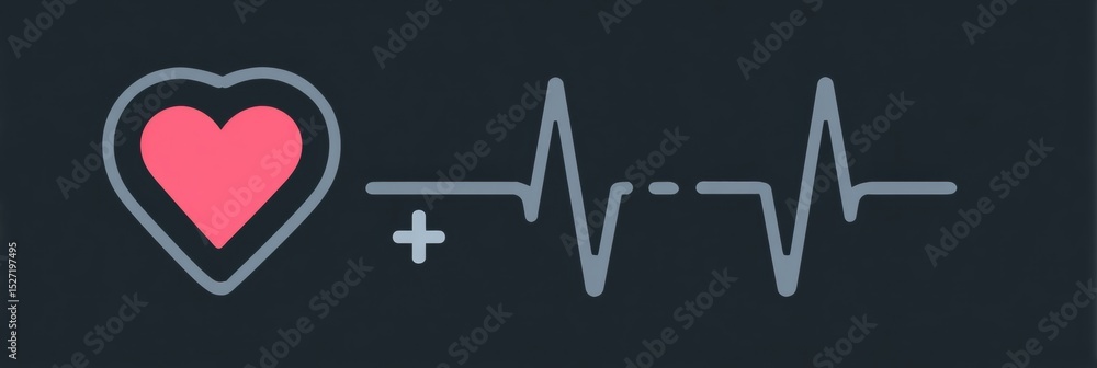 Poster Live Heart Pulse Monitoring Device Shows Heartbeat Icon With Clear Top Area for Adding Details About the Patient or Usage Context