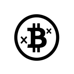 Obraz premium Bitcoin symbol in a circle with cross marks indicating denied or blocked cryptocurrency operation