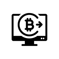 Cryptocurrency transfer icon on desktop screen representing blockchain-based financial movement