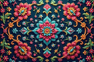 Intricate paisley floral damask repeating pattern, leaves, classic