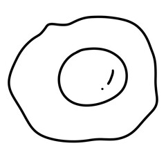 Simple illustration of fried egg, featuring round yolk in center and wavy white surrounding it, evokes sense of comfort and warmth