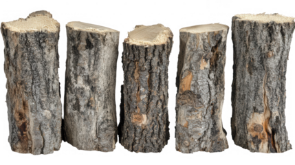 PNG transparent background image of five tree stumps in a row