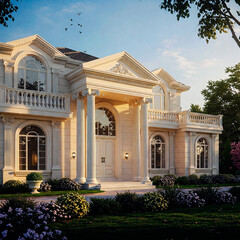 Obraz premium Luxury Mansion Exterior with Elegant Architecture