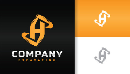 LETTER H EXCAVATOR LOGO DESIGN