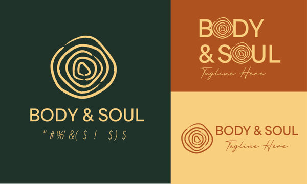 Body and Soul Meditation Earth Zen Yoga Logo Vector Concept Illustration