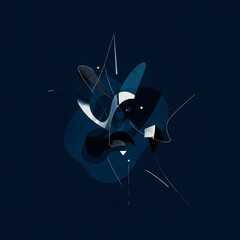 Modern Abstract Composition in Blue and White