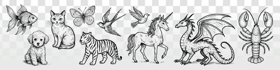 Fototapeta premium Whimsical vintage sketch collection vector