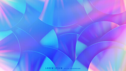 Abstract background featuring overlapping translucent circles with light reflections and glows in vibrant shades of blue, pink, cyan, and purple