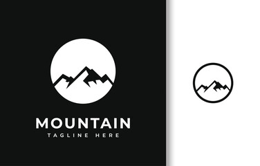 LETTER O WITH SILHOUETTE OF MOUNTAIN LOGO DESIGN, CIRCLE MOUNTAIN LOGO