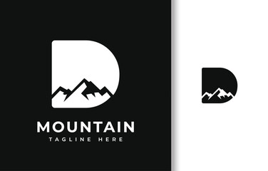LETTER D WITH SILHOUETTE OF MOUNTAIN LOGO DESIGN