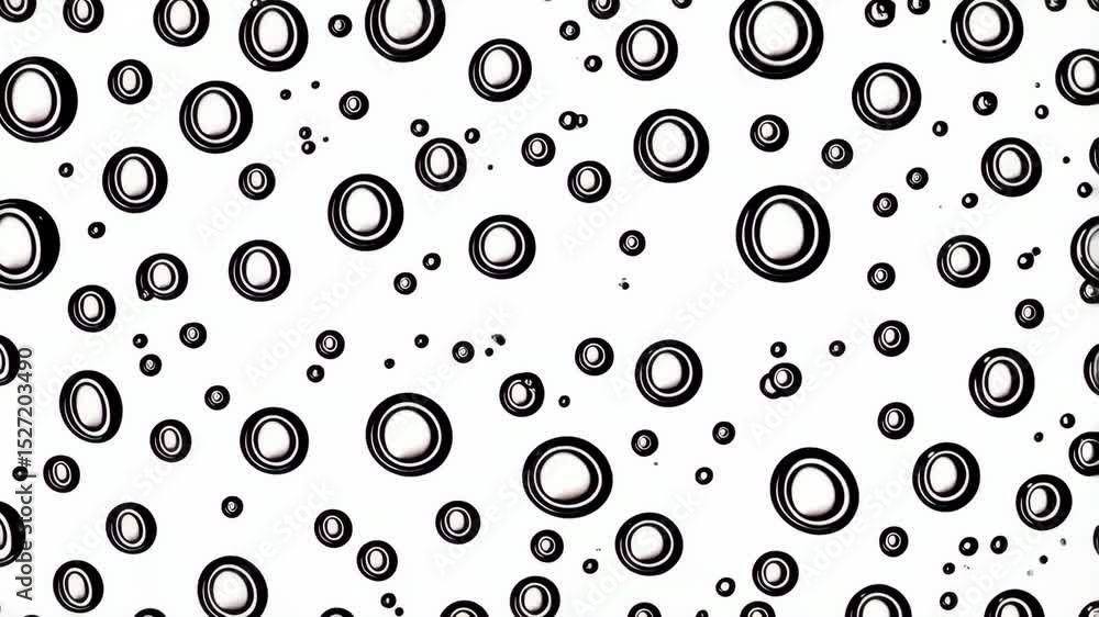 Poster abstract image featuring a pattern of transparent water droplets, varying in size, scattered across 