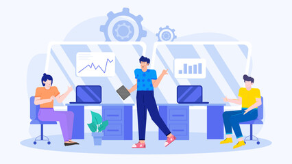 Three people working in an office, suitable for business presentations, website design, blog posts, articles, and social media content.