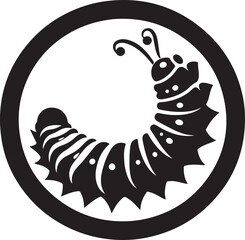 Caterpillar Black Silhouette Vector, Insect Clipart & Nature Illustration Design