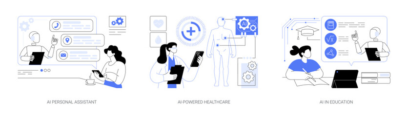 AI in Daily Assistance abstract concept vector illustrations.