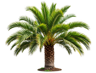 Obraz premium Short Tropical Palm Tree with Wide Fronds, Transparent 