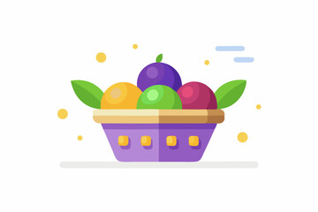 basket with shiny fresh fruits