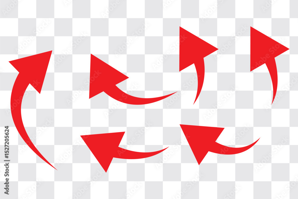 Aufkleber collection of red arrow marker scribbles isolated on transparent background