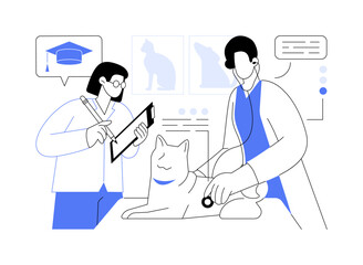 Supervised clinical practice isolated cartoon vector illustrations.