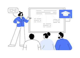 Doctoral thesis defense isolated cartoon vector illustrations.