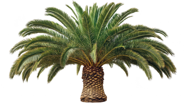 Realistic depiction of a palm tree against a PNG transparent background landscape
