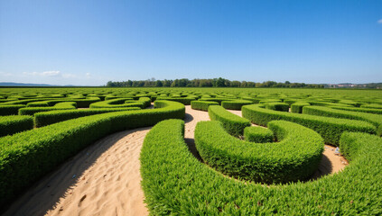 Lush Green Garden Maze with Intricate Pathways – Perfect for Adventure, Decision-Making & Exploration