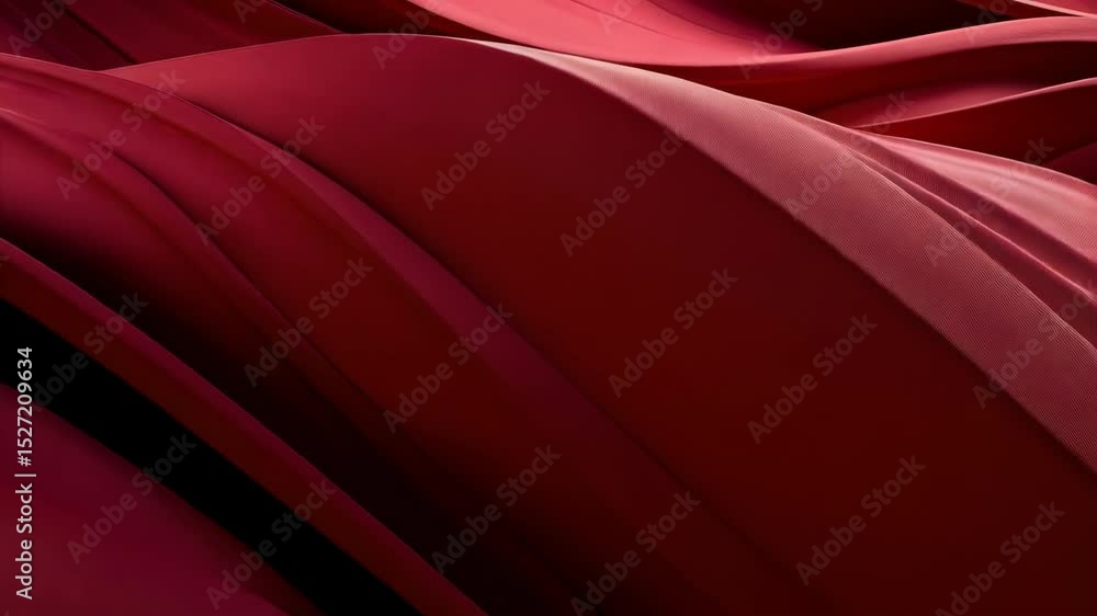 Poster elegant burgundy fabric flowing in smooth, undulating waves, creating a dynamic and luxurious textil