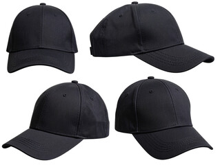 Black Sports Cap Set with Different Angles, Transparent.
