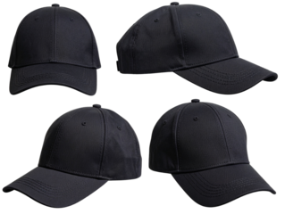 Black Sports Cap Set with Different Angles, Transparent.