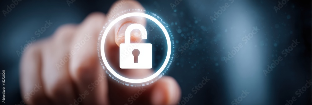 Aufkleber Hands Secure Digital Lock Surrounding Profile Icon With Empty Upper Area Indicating Focus on Cybersecurity and Data Protection