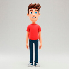 Smiling Cartoon Man in Casual Clothes