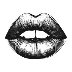 Retro halftone vector of female lip lips white illustration vector