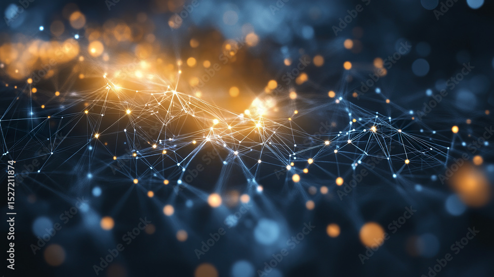 Poster abstract technology background with glowing connections and lights, creating digital atmosphere