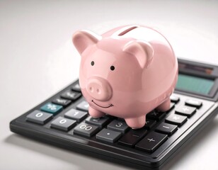 Piggy bank on calculator