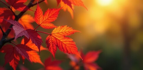 Vibrant red, orange, yellow leaves, crisp detail , graphics, yellow leaf