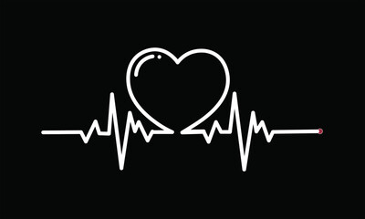 set of icons and symbols ECG - EKG signal, Heart pulse line concept design
